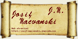 Josif Mačvanski vizit kartica